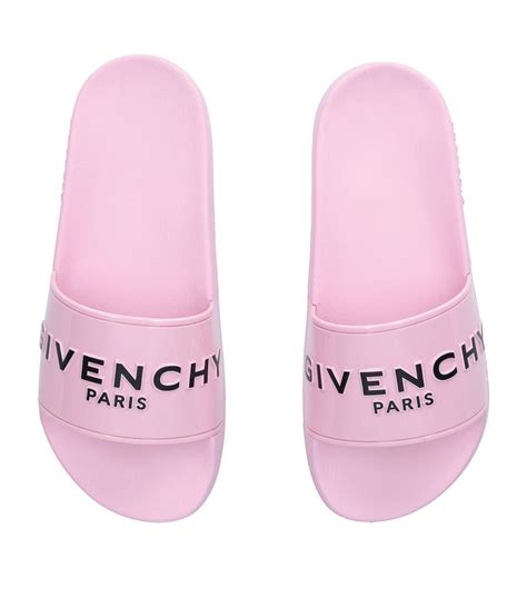 givenchy baby pink rubber logo pool slides|Givenchy marshmallow sandals.